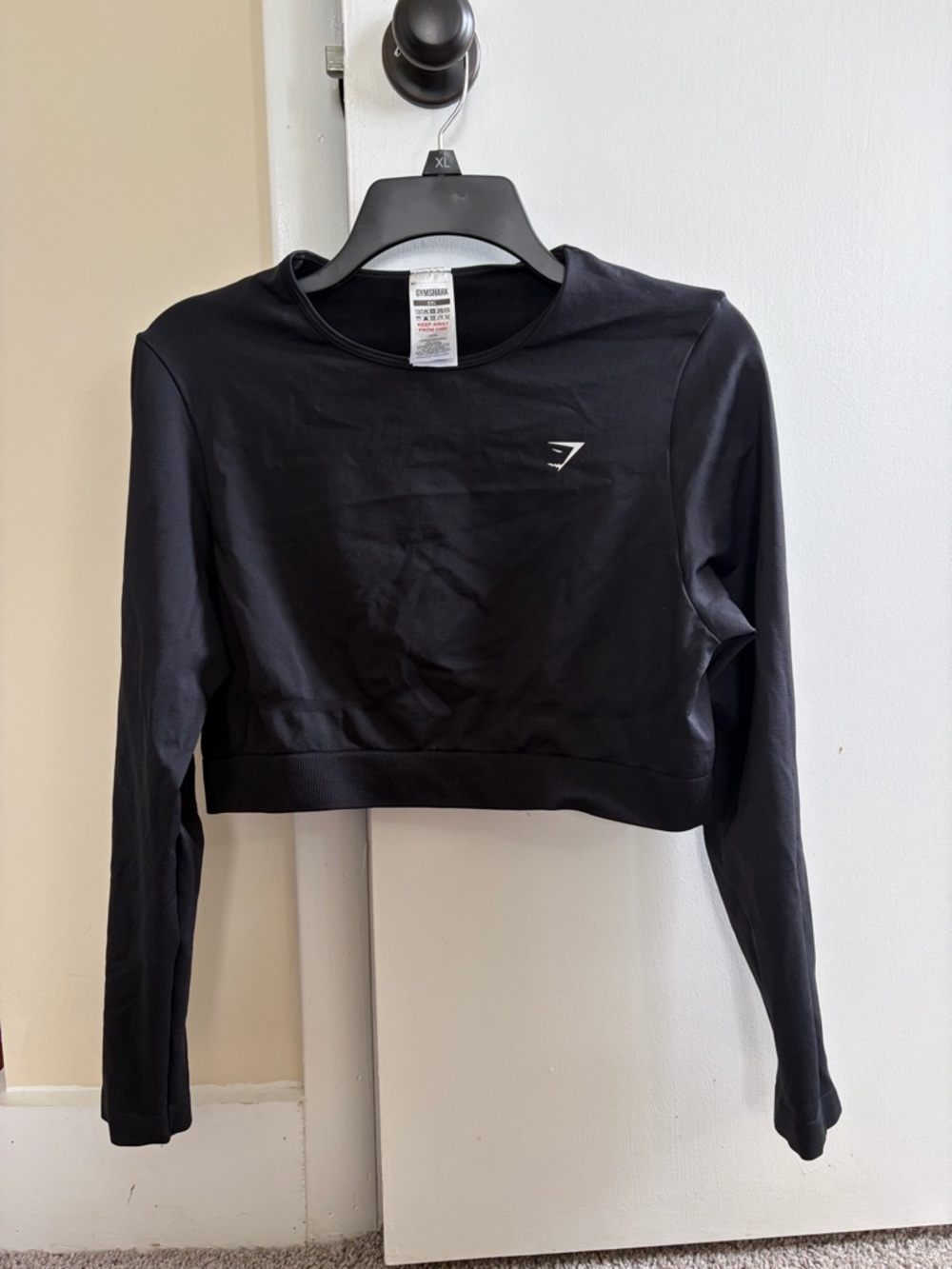 Gymshark Black Cropped Long-Sleeve Workout Top